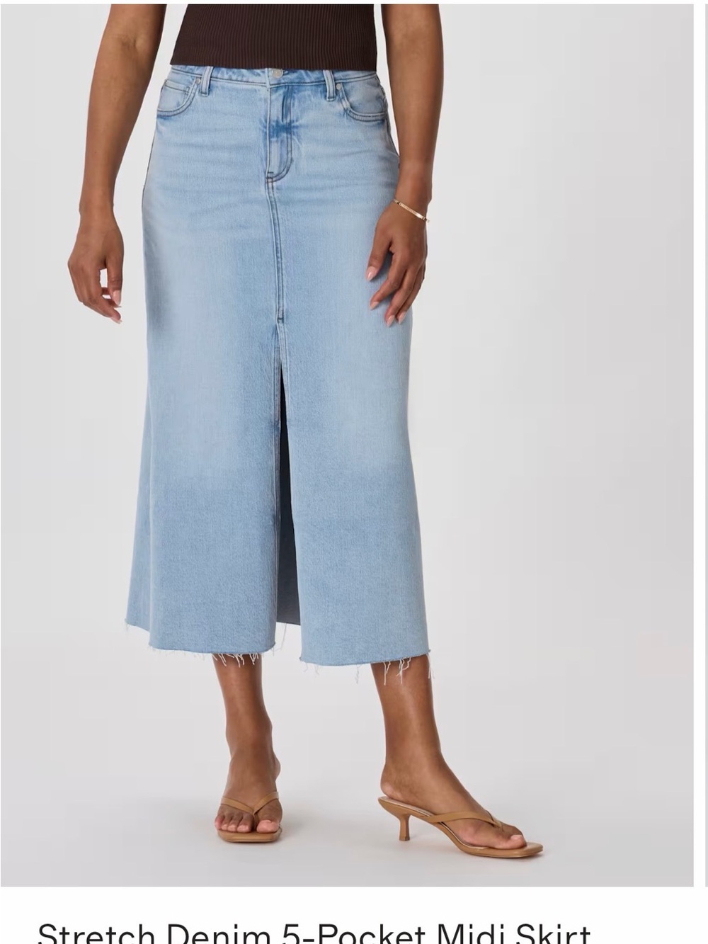 Stretch Denim 5-Pocket Midi Skirt (R1-102)